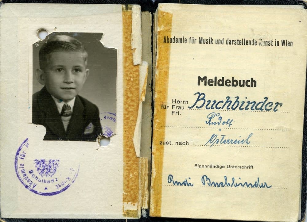 Rudolf Buchbinder's enrolment book of the Vienna Music Academy, 1952