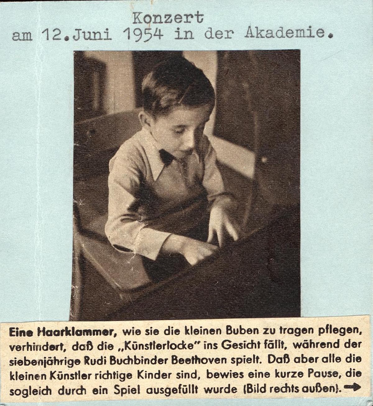 Photo of young Rudolf Buchbinder in 1954