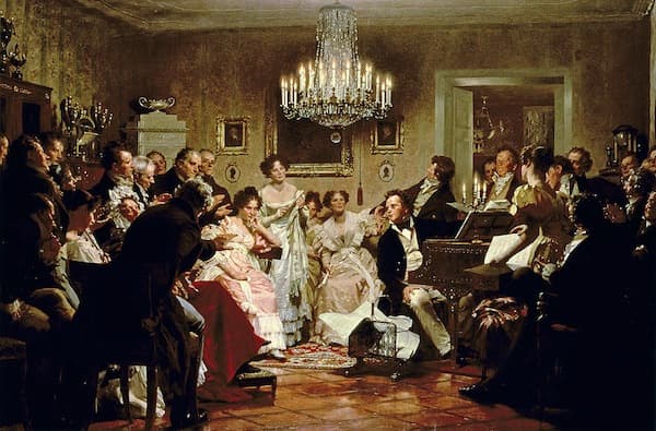 Painting of A Schubert Evening in a Vienna Salon by Julius Schmid