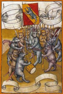 Bear Army and band (Diebold Schilling the Younger - Spiezer Chronik (Zentralbibliothek Luzern, Hs.S.23))