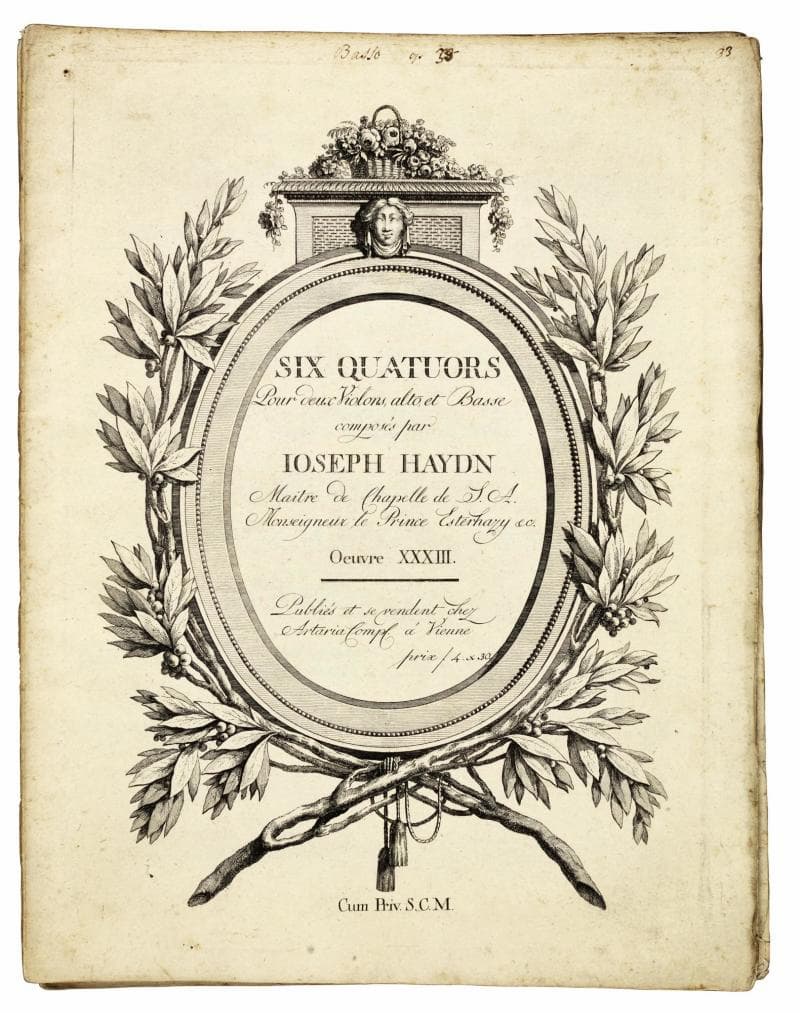 Score cover of Haydn's String Quartets Op. 33