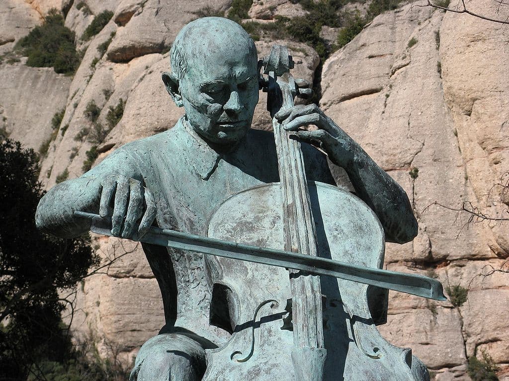 A centenary statue of Pablo Casals (Pau Casals) at Montserrat, Spain.