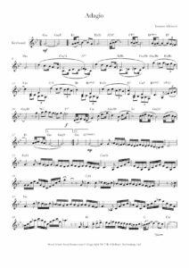 Music score of Tomaso Albinoni's Adagio