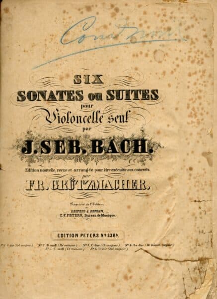 Musical score of Bach's Six Suites for Solo Cello