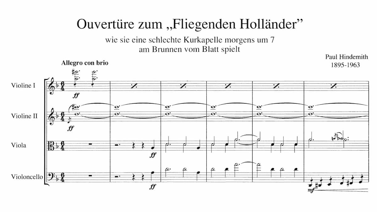 Music score of Paul Hindemith: Overture to the Flying Dutchman