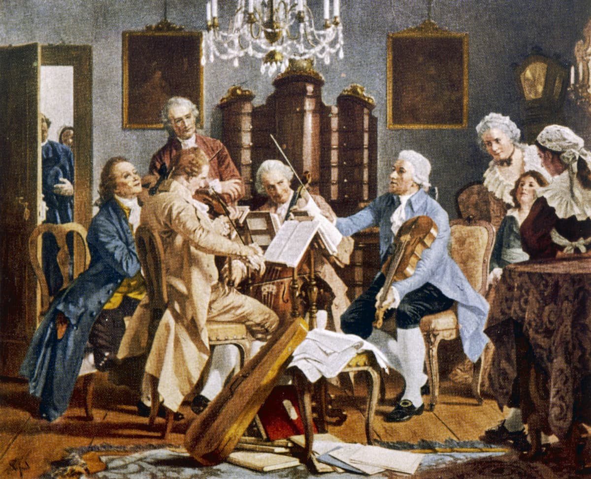 Joseph Haydn conducting a string quartet