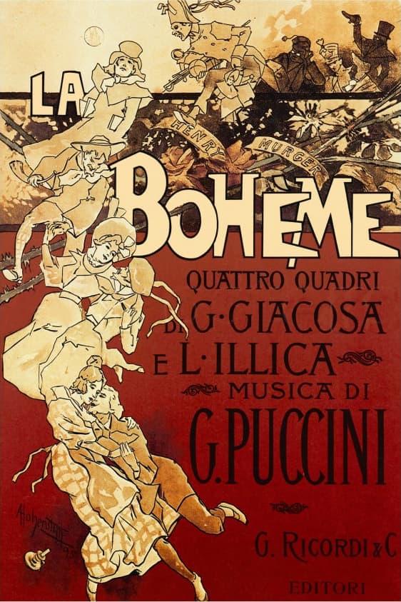 Poster for the 1896 production for Puccini's La bohème