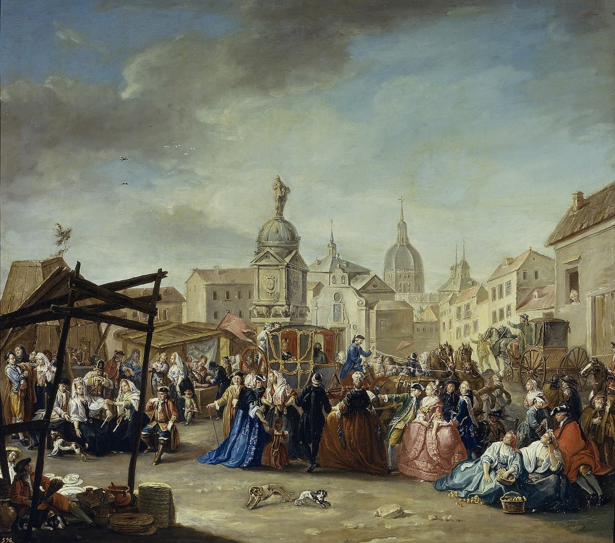 Manuel de la Cruz: Fair in the Plaza de la Cebada, Madrid, c. 1770–80