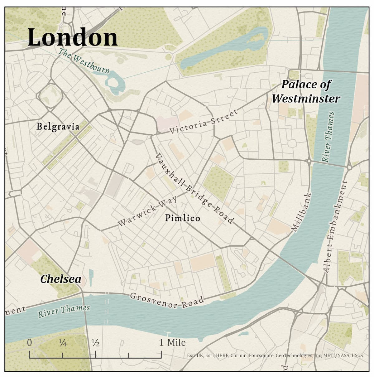 The Route Up the Thames (map by K. Buja)