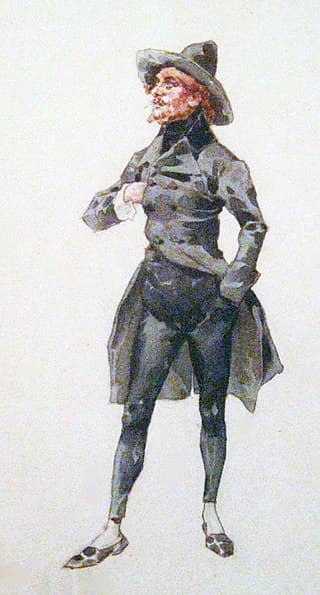 La bohème. Rodolfo. Costume design realized on commission of Ricordi & c. by Adolfo Hohenstein for the premiere at the Teatro Regio, February 1, 1896, Turin