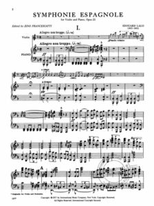 Music score of Édouard Lalo's Symphonie Espagnole