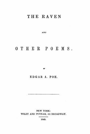 The Raven and Other Poems, Wiley and Putnam, New York, 1845