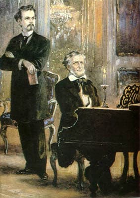 Ludwig II with Richard Wagner at the piano