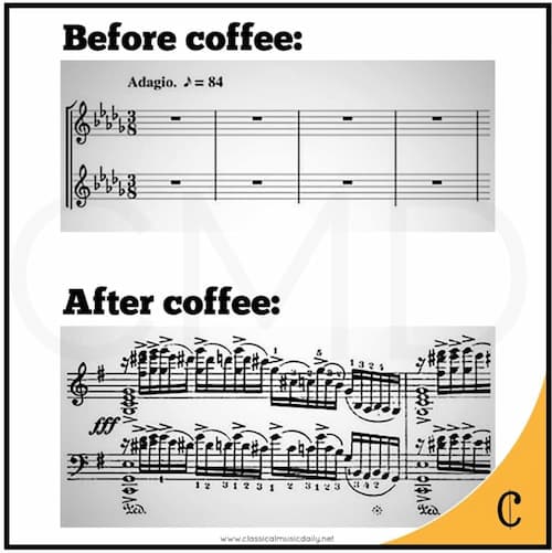 before vs after coffee music joke