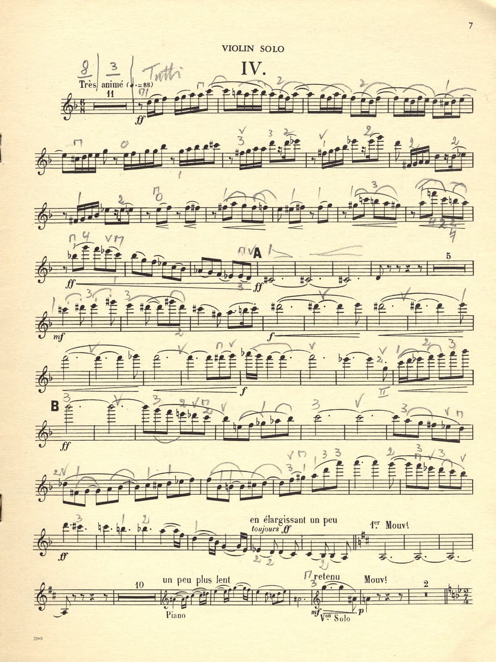 Music score of Ernest Chausson: Concerto for Violin, Piano and String Quartet, Op. 21