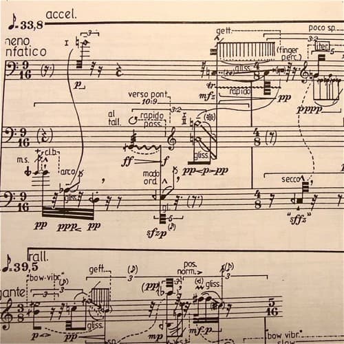 Music score of Brian Ferneyhough: Trittico per Gertrude Stein