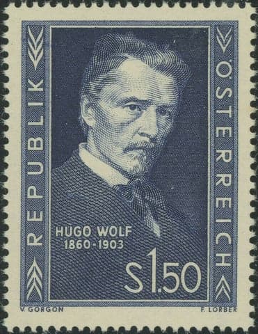 Hugo Wolf featured on an Austrian postal stamp