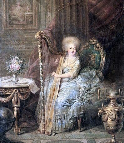 Marie Antoinette playing her harp