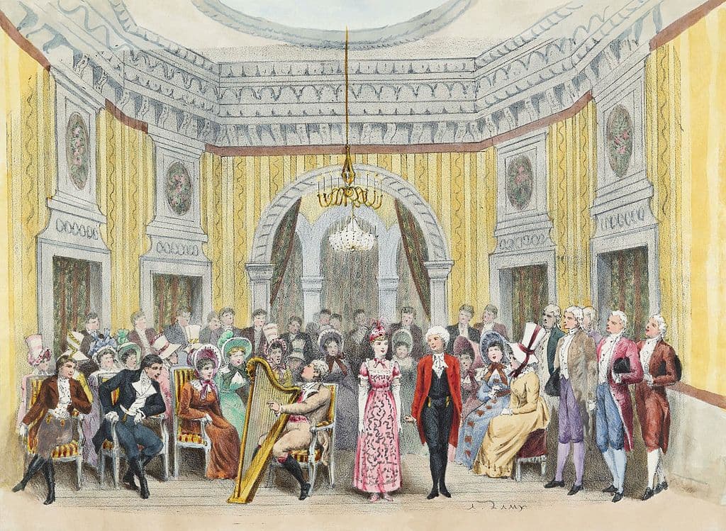 Illustration from the 1881 première of Jacques Offenbach's Les contes d'Hoffmann, showing the Olympia act