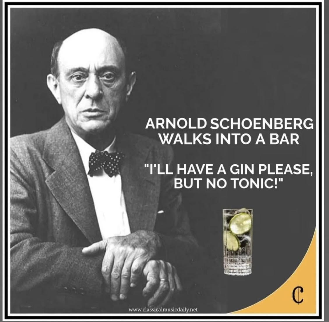 Arnold Schoenberg walks into a bar music joke