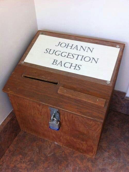 Johann Suggestion Bachs, classical music joke on J.S. Bach