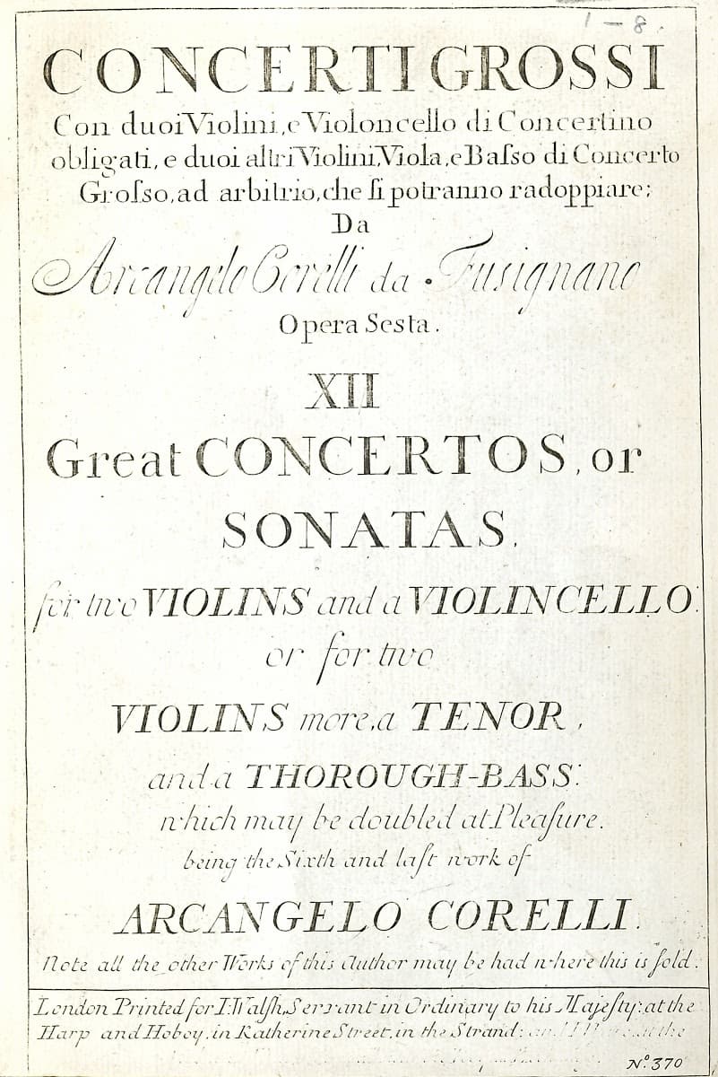 Score cover of Arcangelo Corelli: Concerto Grosso in F Major, Op. 6