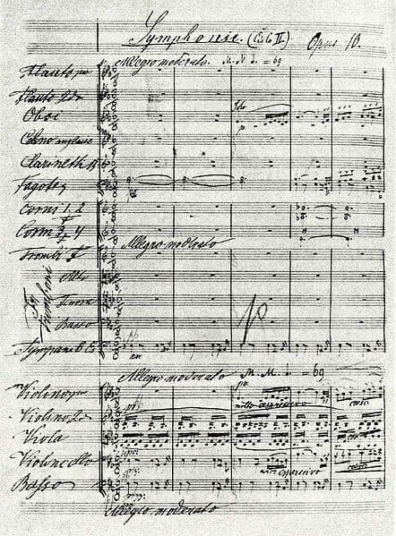 Music score of Antonín Dvořák’s Symphony No. 3