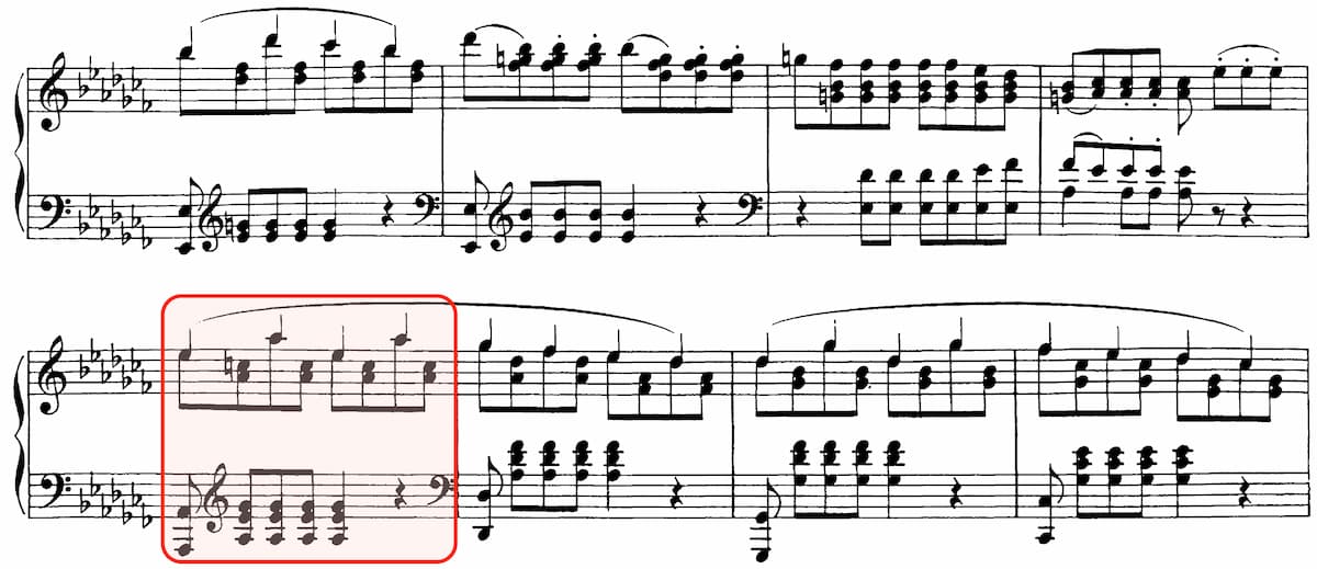 Figure 2. This time it is in A-flat major but returns to the original tonality after one bar