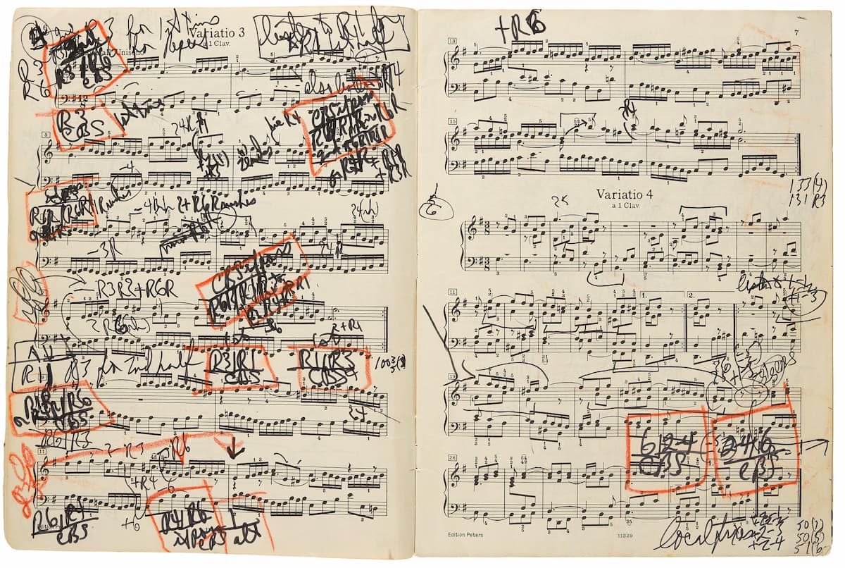 Glenn Gould's markings on Bach's Goldberg Variations
