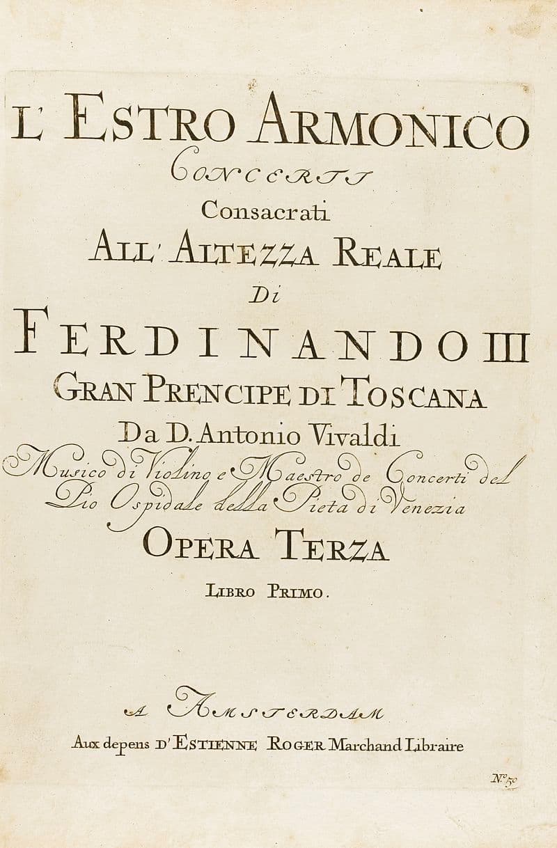 Score cover of Antonio Vivaldi: Concerto dall'estro armonico first edition
