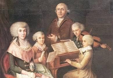 Mozart playing clavichord and Linley playing the violin