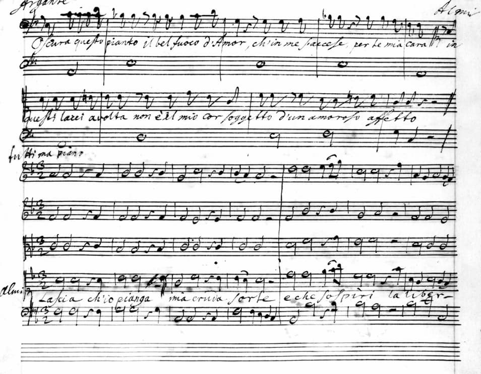 George Frideric Handel: Rinaldo “Lascia ch’io pianga” autograph score