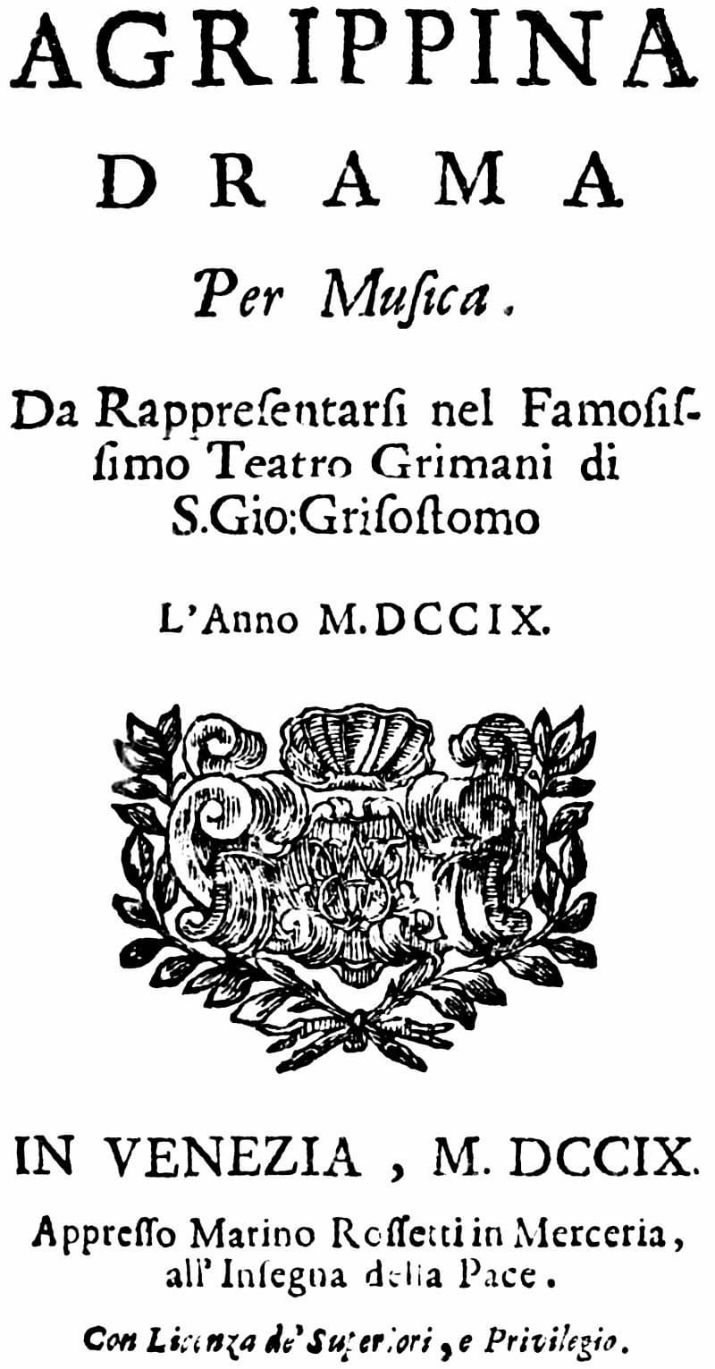 Handel's Agrippina title page