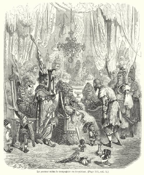 Gustave Doré: Sindbad the rich man meets Sindbad the porter, 1865