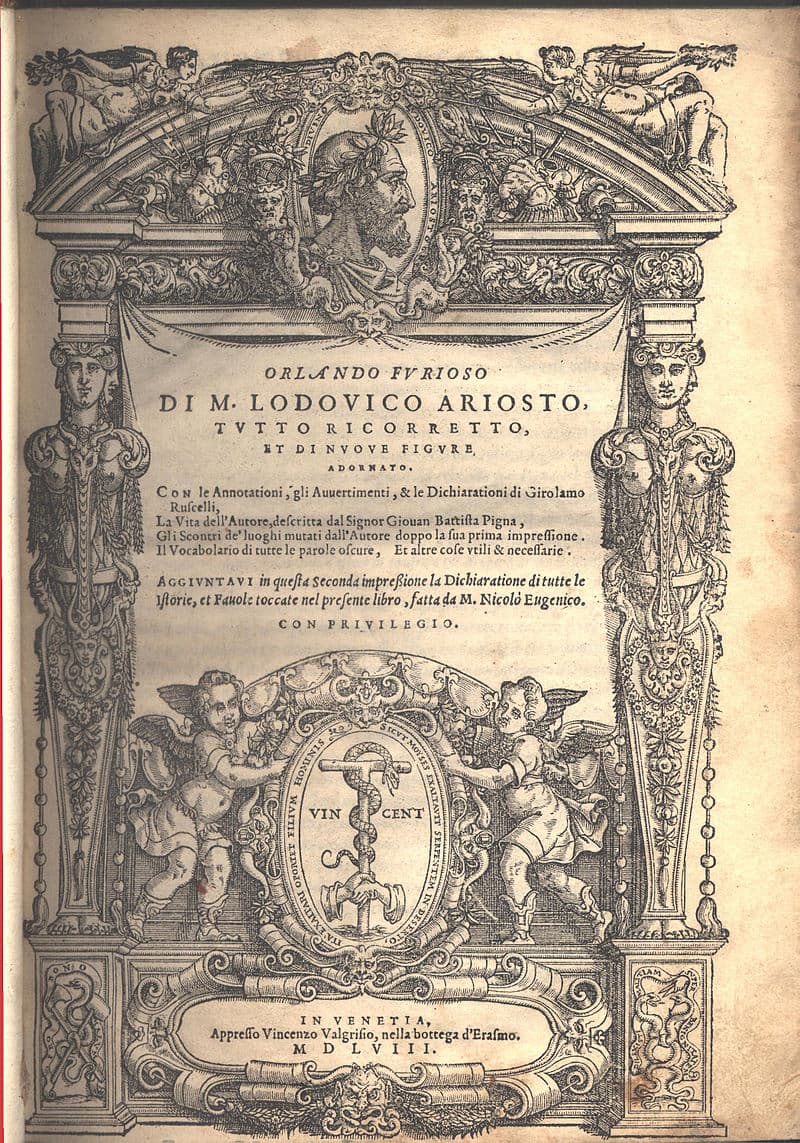 Title page of "Orlando furioso", 1558 edition