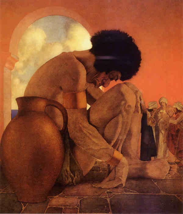 Maxfield Parrish: Sindbad Plots Against the Giant, 1907