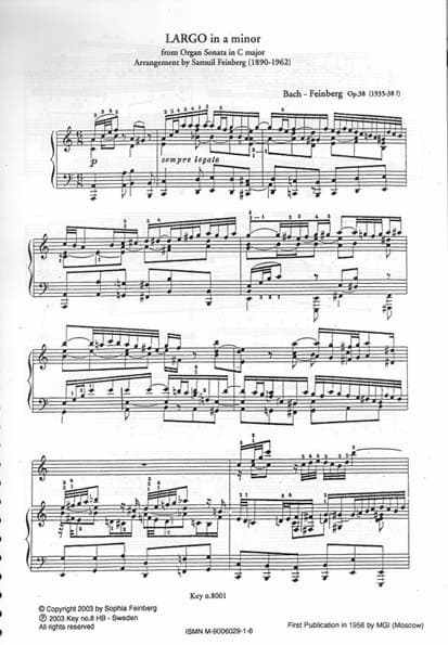 Samuil Feinberg's Bach transcription