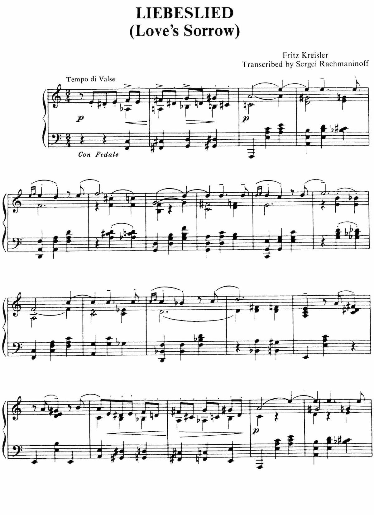 Fritz Kreisler's Liebesleid arranged by Rachmaninoff