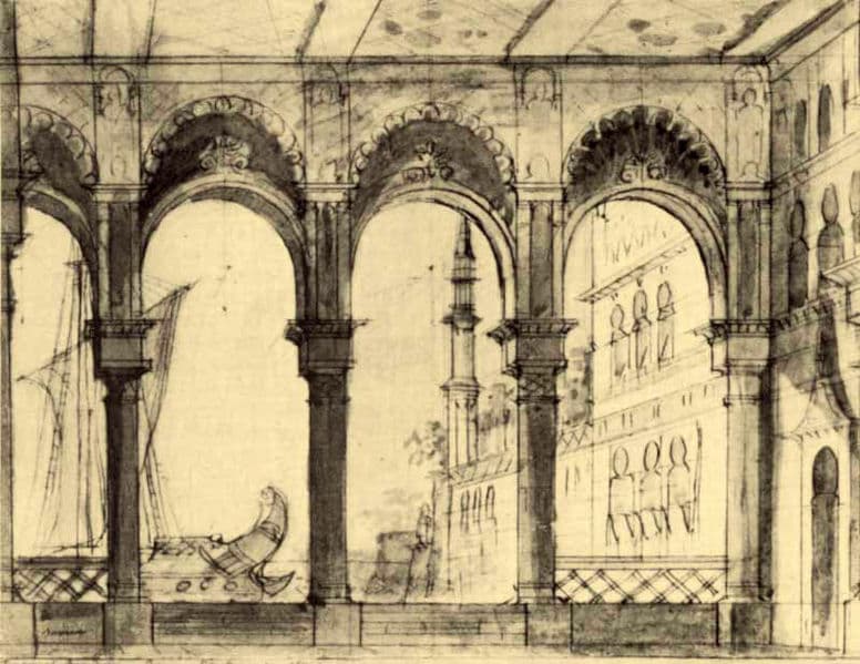 Gioachino Rossini’s L’Italiana in Algeri set design by Francesco Bagnara, 1813