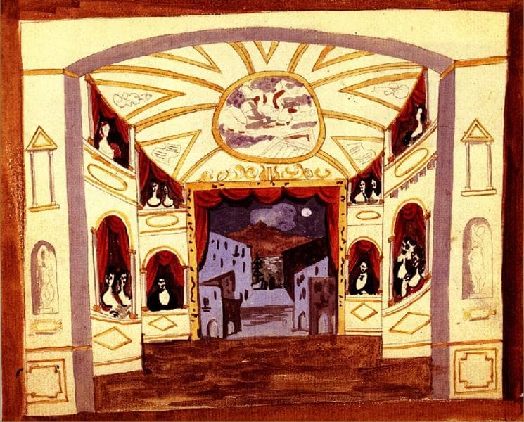 Picasso's scene design for Pulcinella, 1920