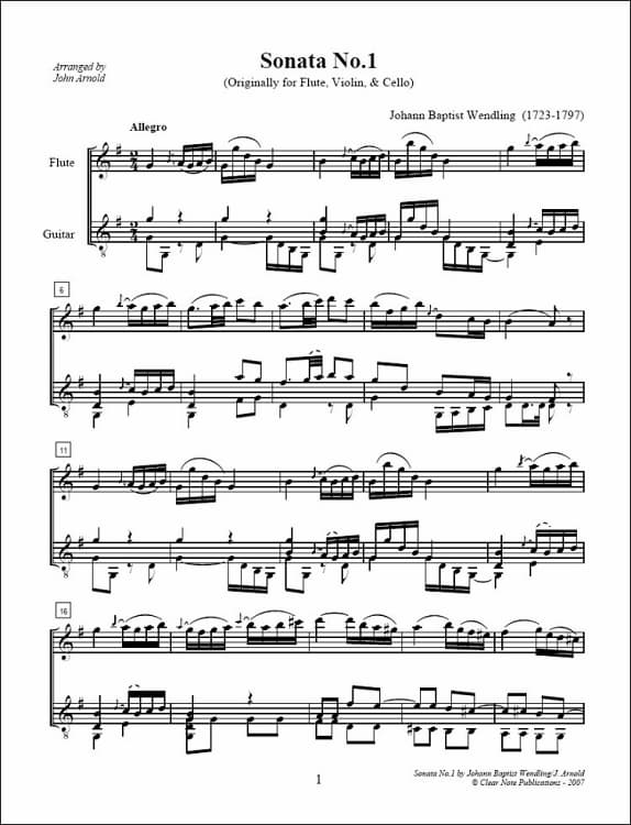 Johann Baptist Wendling's Sonata No. 1