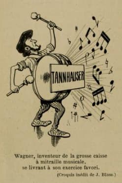 Blass: Wagner, inventor of the bass drum with musical grapeshot, indulging in his favorite exercise