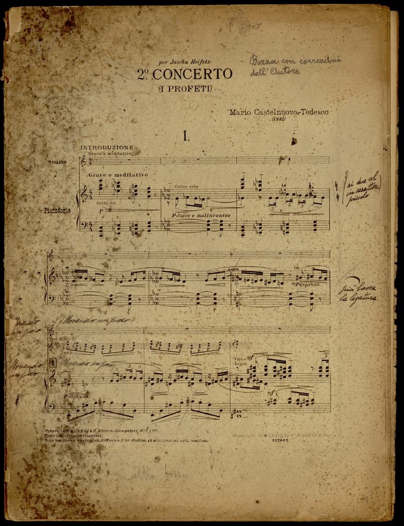 Mario Castelnuovo-Tedesco's Violin Concerto No. 2 music score