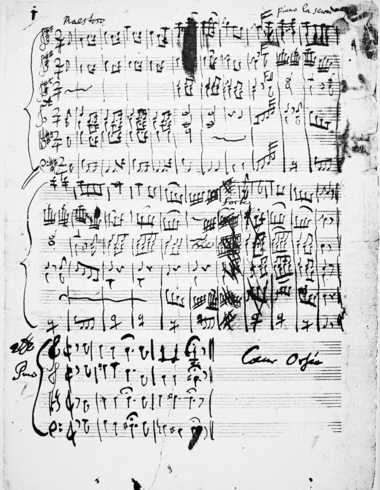 An autograph music score by Gluck