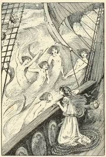 Helen Stratton: The Little Mermaid: The mermaid sisters give the knife to The Little Mermaid, 1899