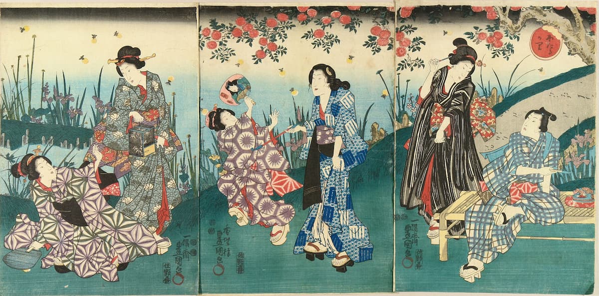 Toyokuni III: Beauties viewing Fireflies, 1848