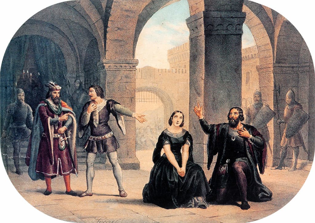 Design for Giuseppe Verdi's I vespri siciliani (1855) by Roberto Focosi
