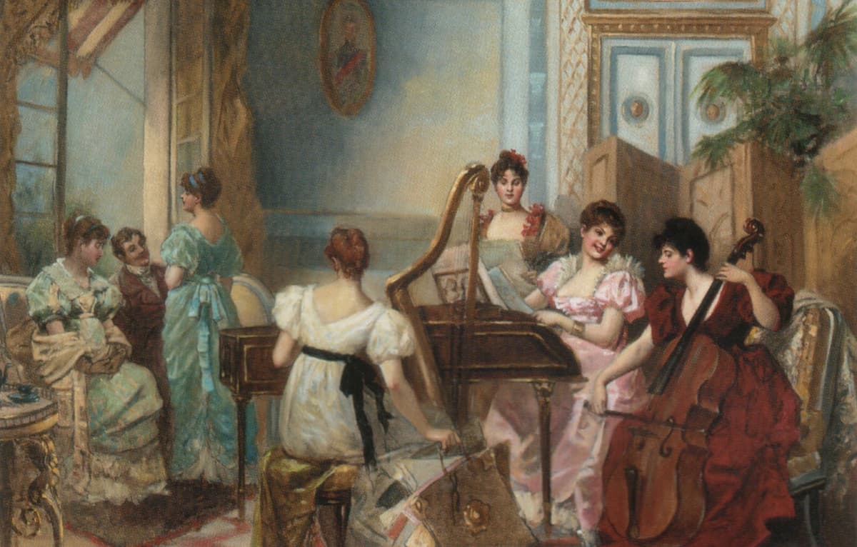 Henri de Bréval (French, 19th/20th Century) The concert in the salon