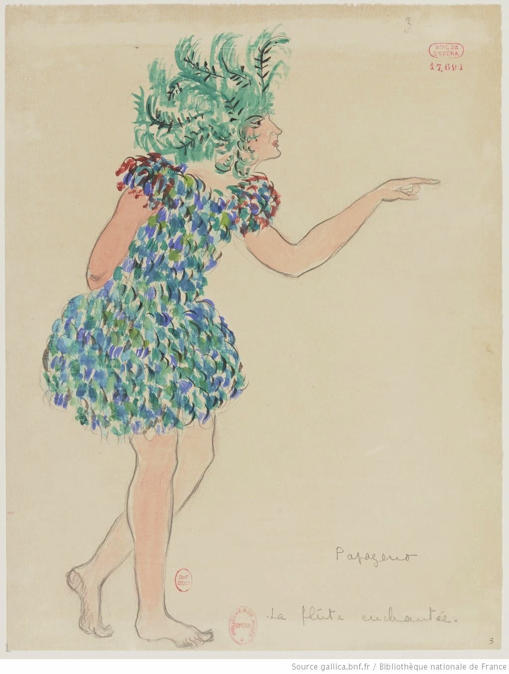 Drésa: La Flûte enchantée: Papageno, 1922 (Gallica ark:/12148/btv1b10524097w)