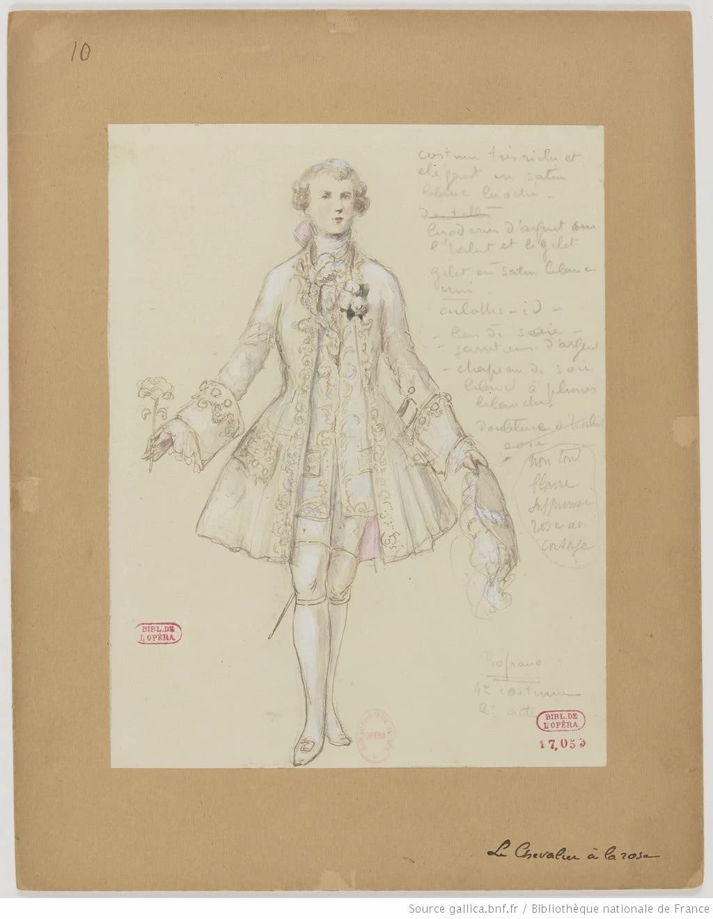 Drésa: Le chevalier à la rose, Octavian Count Rofrano, 2nd act, 4th costume, 1927 (Gallica ark:/12148/btv1b105242553)